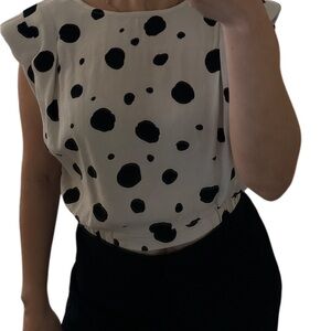 Zara Black and White Polka Dot Blouse